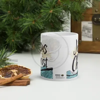White glossy mug with Facebook logo