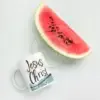 White glossy mug with watermelon design